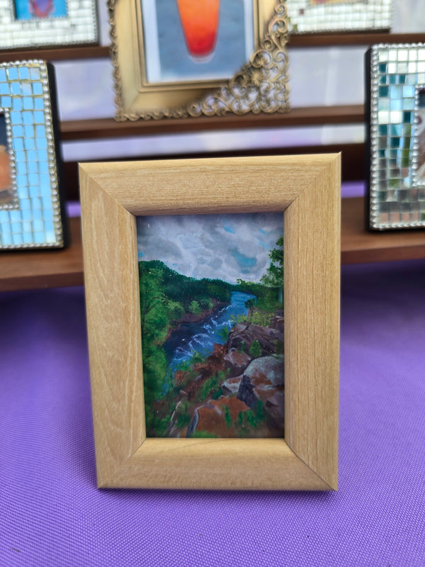 Western Terminus Framed Mini Print - Light Wood